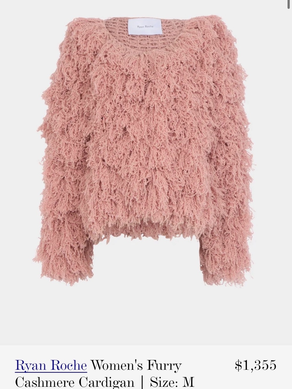 Ryan Roche 100% Cashmere Blush Pink dusty rose Textured Teddy Sweater lux M L S